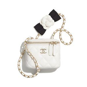 Chanel Case Small Vanity with Chain White Lambskin